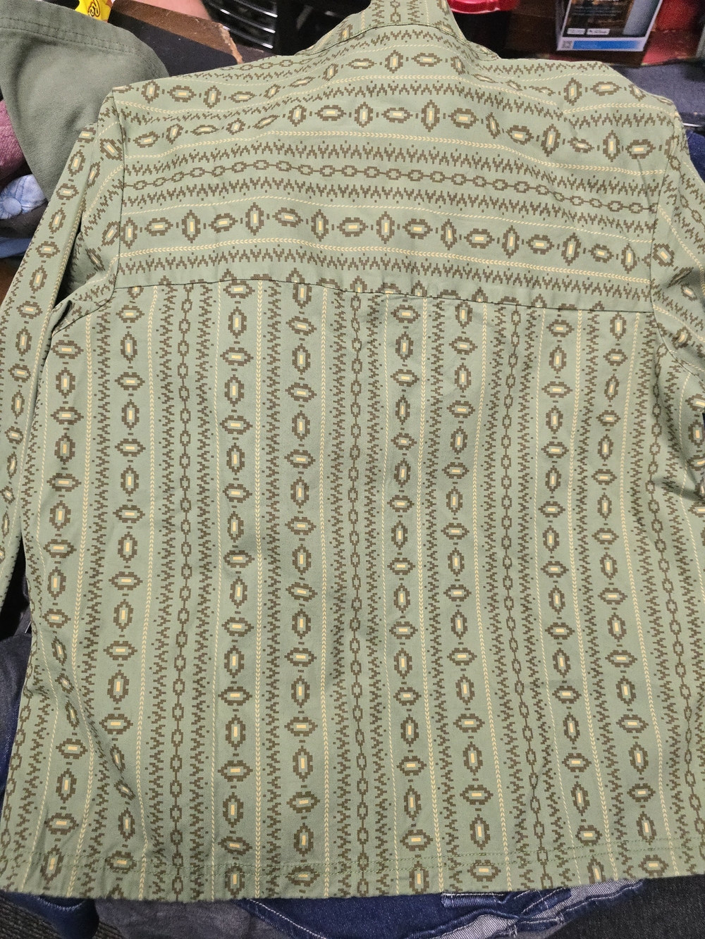 prAna Men'Small Geometric Shirt in Green & Brown Size Small - Picture 2 of 3